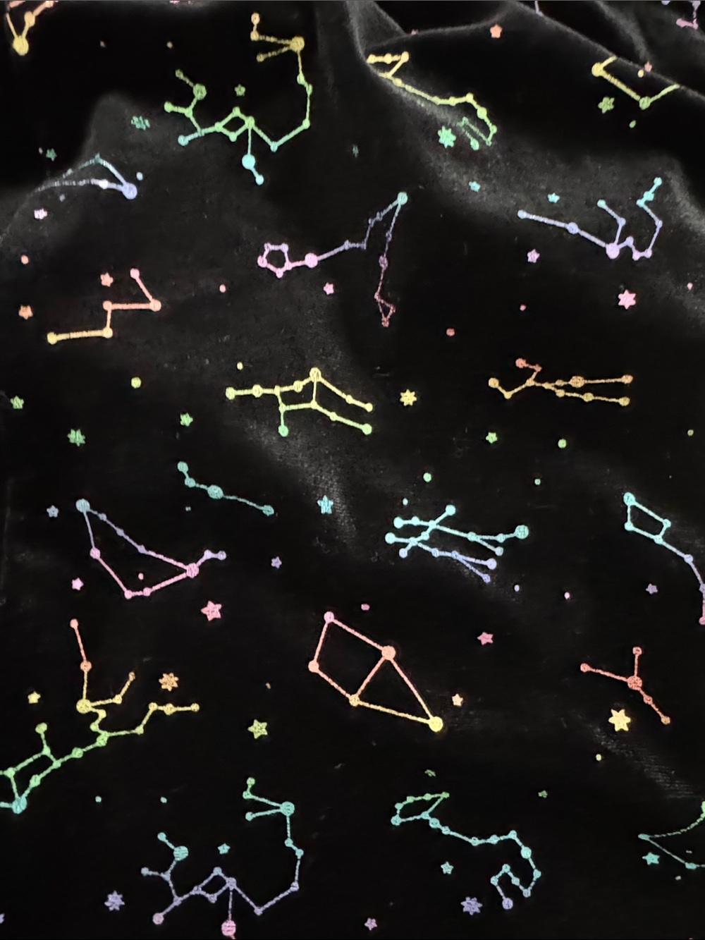 Black Constellation horoscope Velvet lace Sleep Shorts pajama bottom cosmic aura - Picture 2 of 4